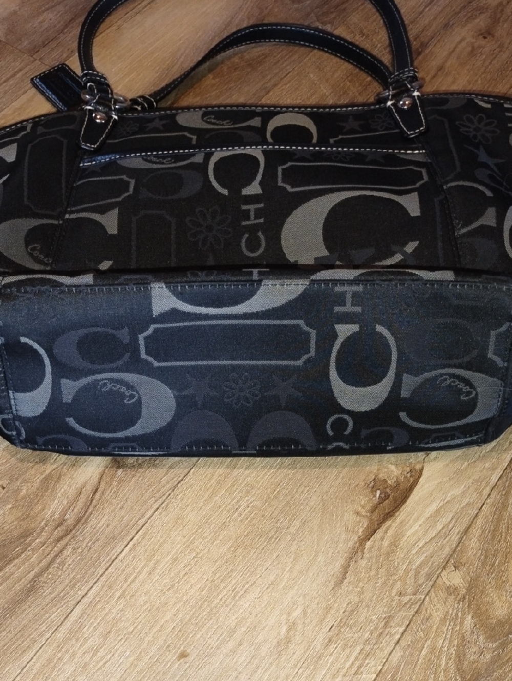 VTG Leah Coach Black Signature Logo Shoulder Bag with Turnlock, PLUSH NOT INCLUD - Picture 9 of 14